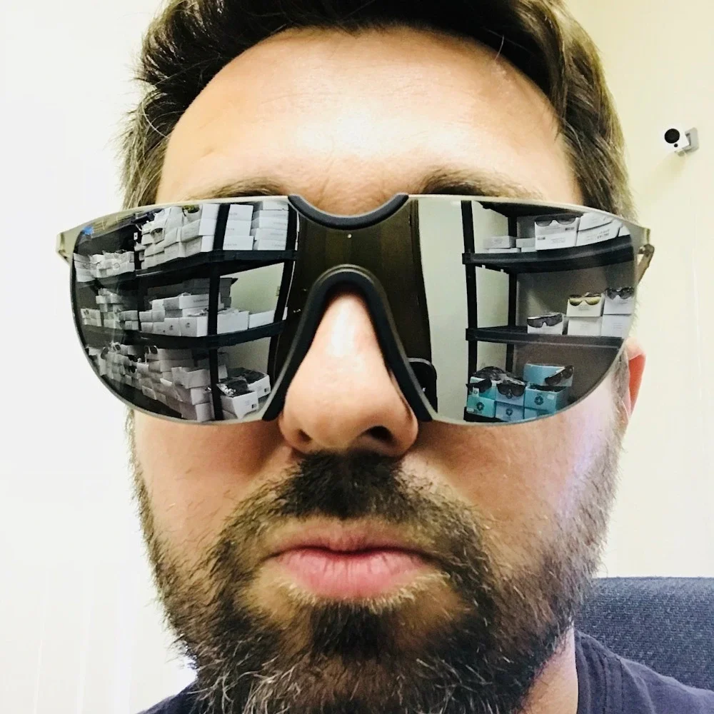 Shield Sunglasses Silver Mirrored Lens Semi Rimless Sporty Fashion Men Oversized